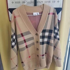 Casual Brown Plaid Button Cardigan Jacket